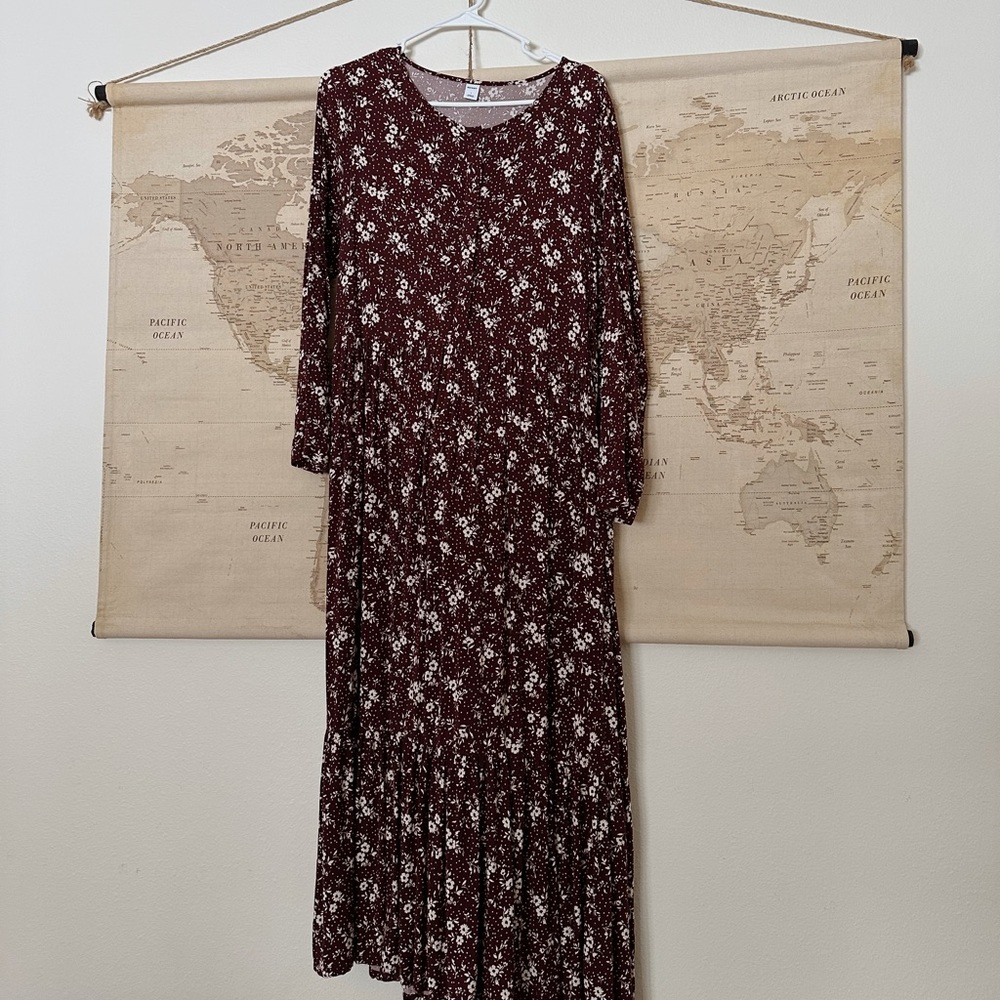 Burgundy Floral Dress
